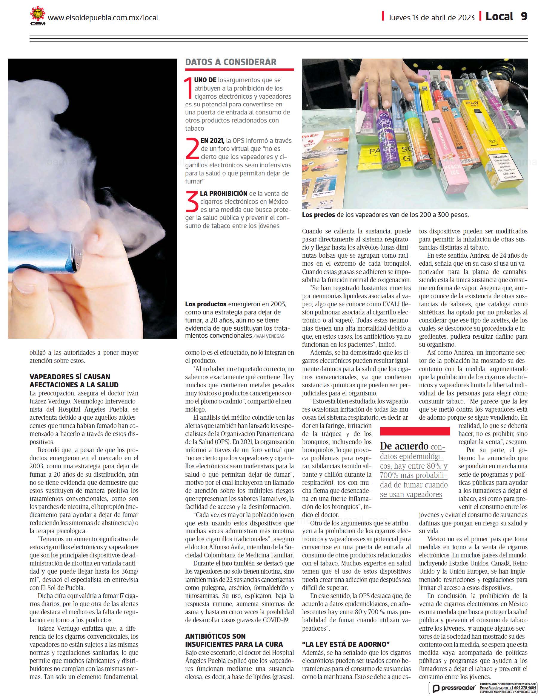 Pese a la prohibición, sigue la venta libre de vapeadores - El Sol